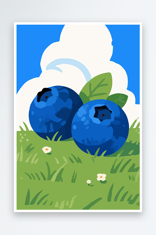 卡通蓝莓水果插画-众图网