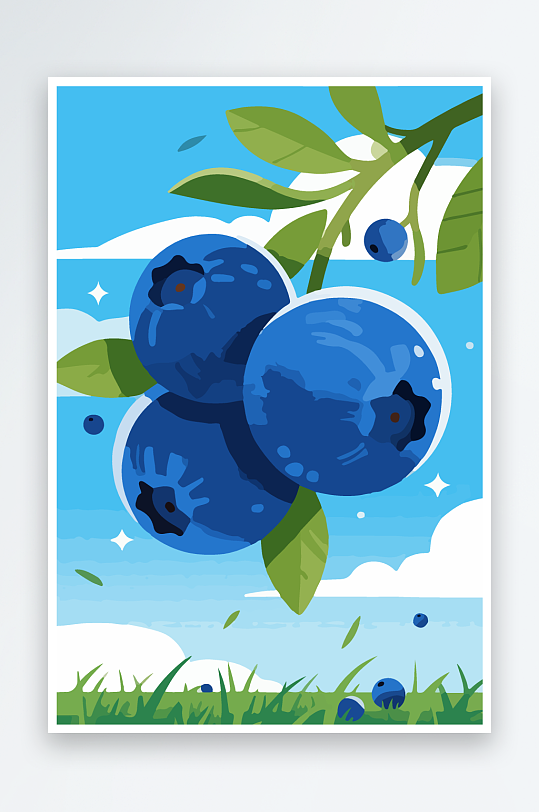 卡通蓝莓水果插画-众图网