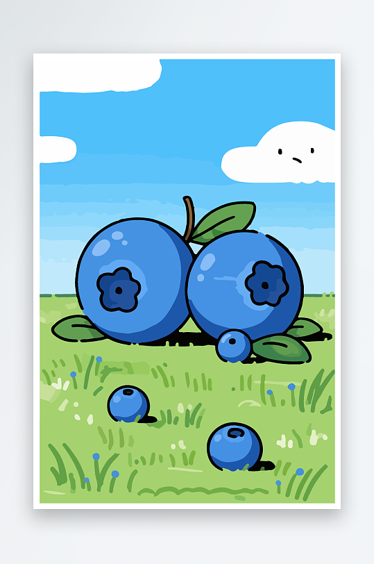 卡通蓝莓水果插画-众图网