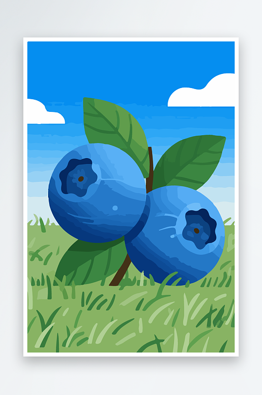 卡通蓝莓水果插画-众图网