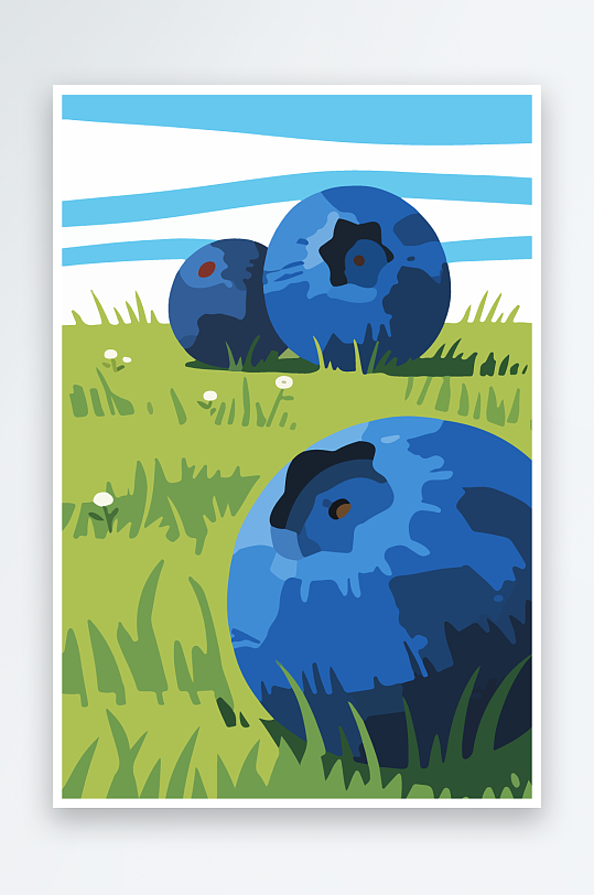 卡通蓝莓水果插画-众图网