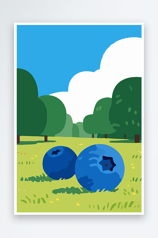 卡通蓝莓水果插画-众图网