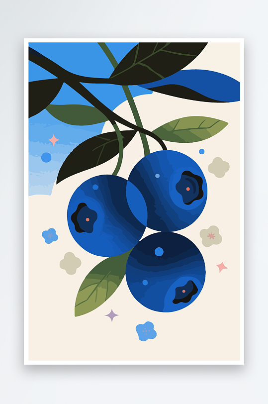卡通蓝莓水果插画-众图网