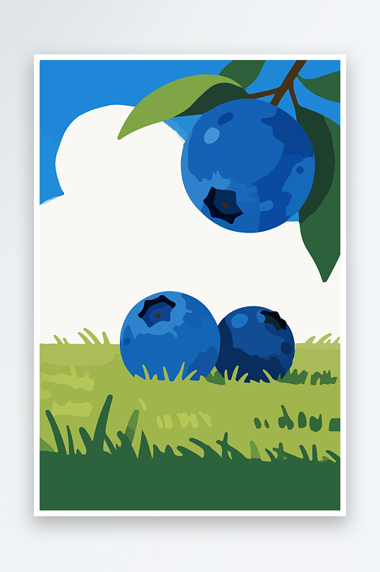 卡通蓝莓水果插画-众图网