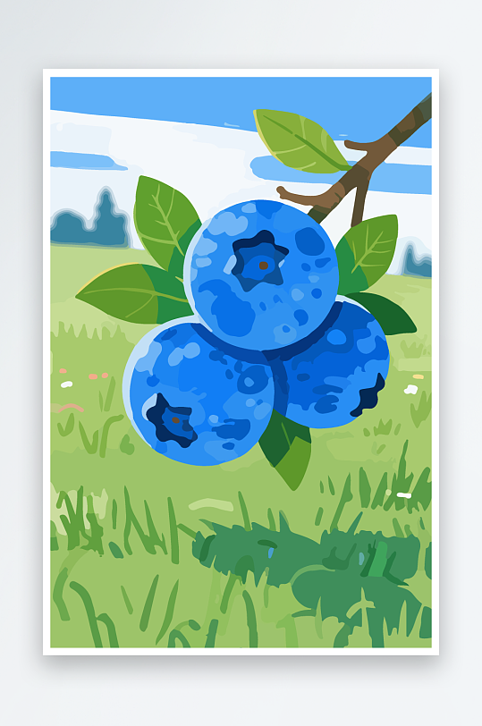 卡通蓝莓水果插画-众图网