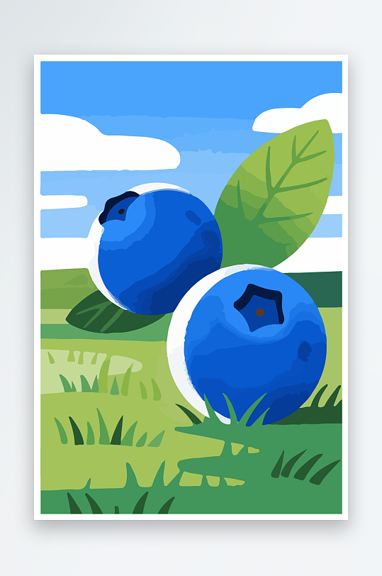 卡通蓝莓水果插画-众图网