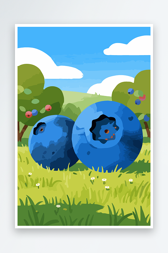 卡通蓝莓水果插画-众图网