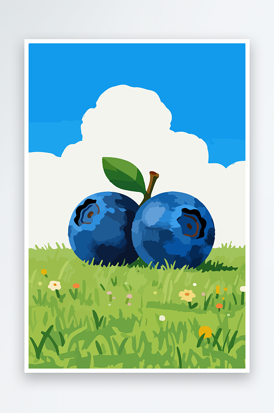 卡通蓝莓水果插画-众图网