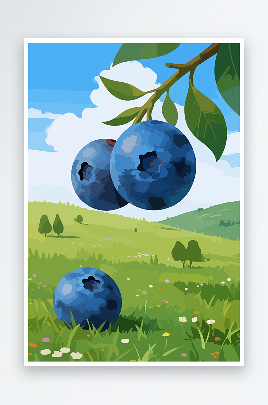 卡通蓝莓水果插画-众图网