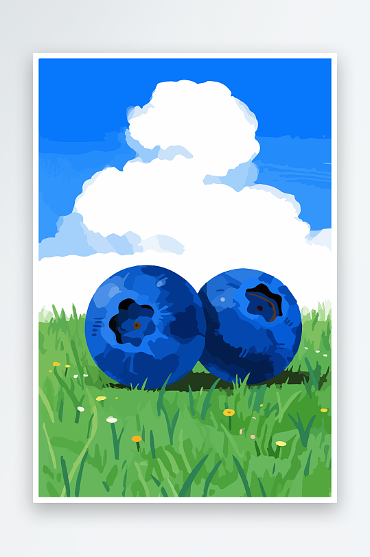 卡通蓝莓水果插画-众图网