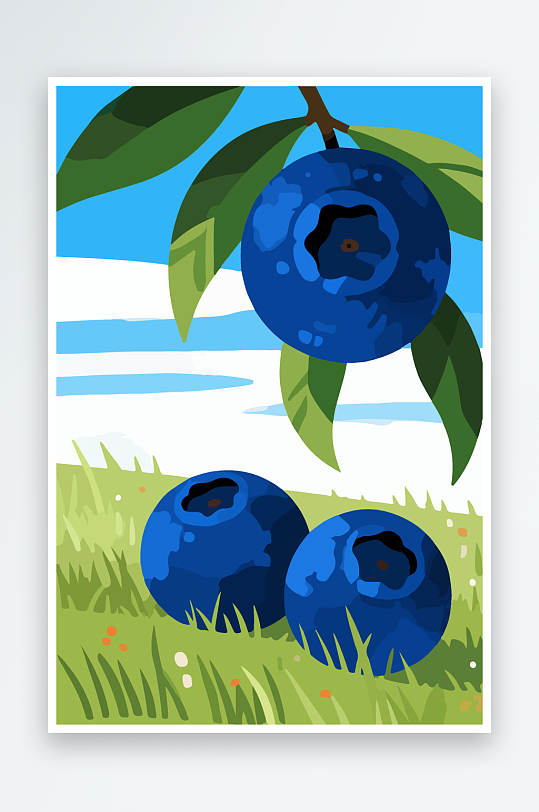 卡通蓝莓水果插画-众图网