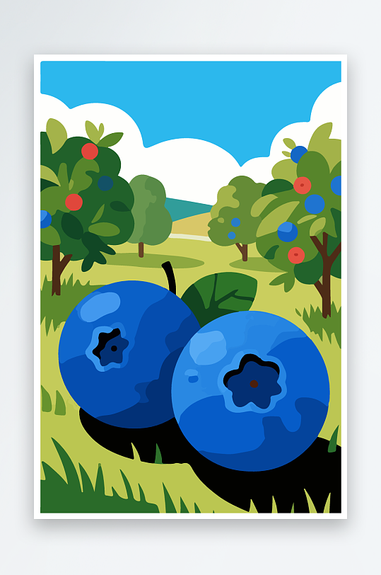 卡通蓝莓水果插画-众图网