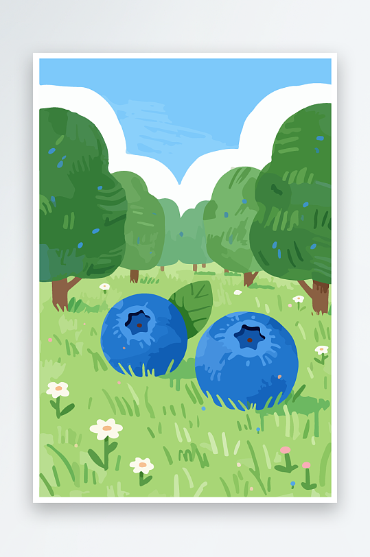 卡通蓝莓水果插画-众图网