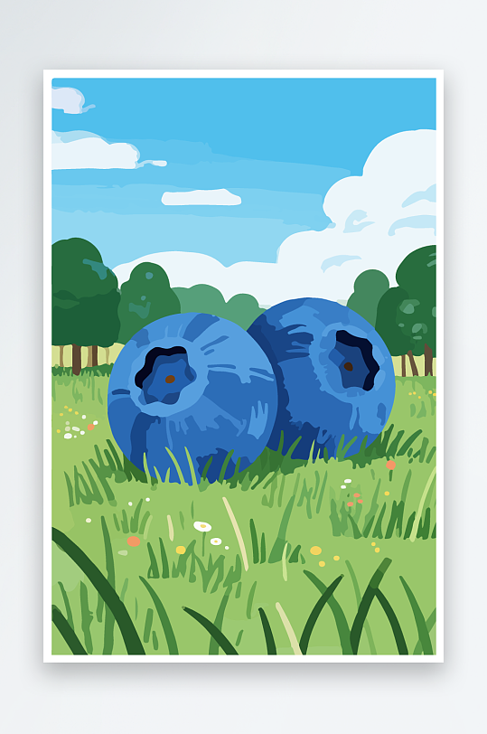 卡通蓝莓水果插画-众图网