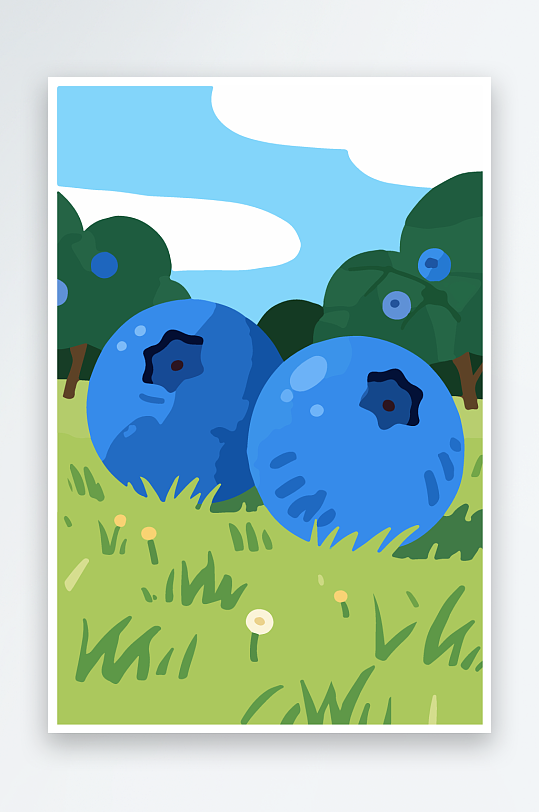 卡通蓝莓水果插画-众图网