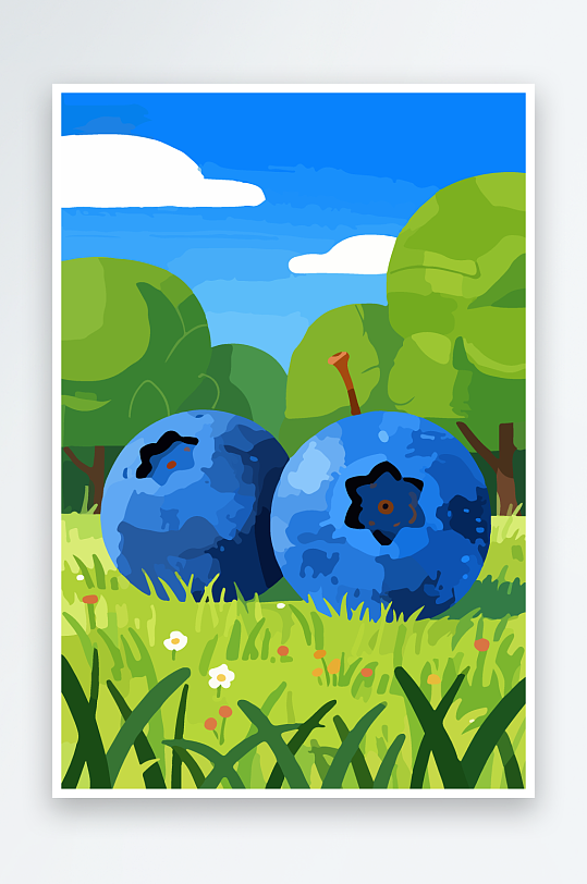 卡通蓝莓水果插画-众图网