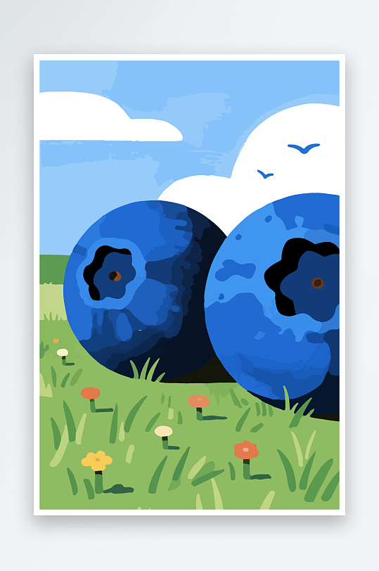 卡通蓝莓水果插画-众图网