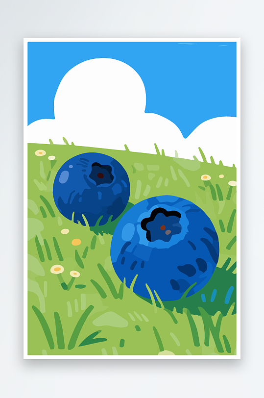 卡通蓝莓水果插画-众图网