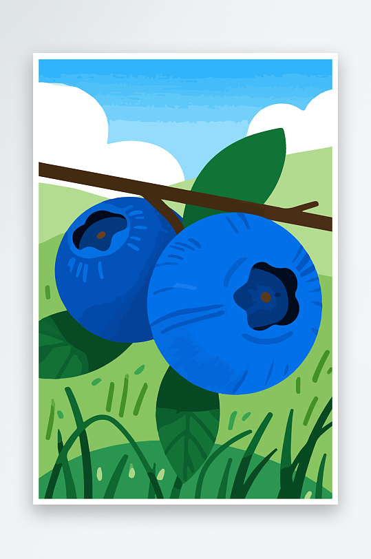 卡通蓝莓水果插画-众图网