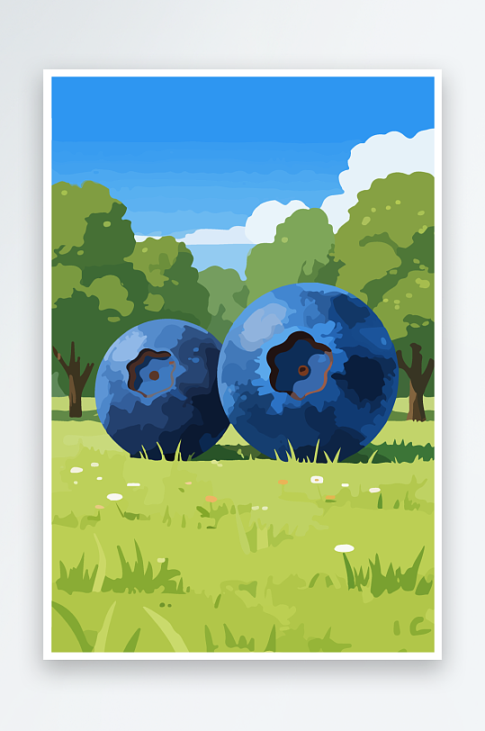 卡通蓝莓水果插画-众图网