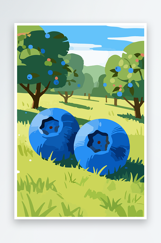 卡通蓝莓水果插画-众图网