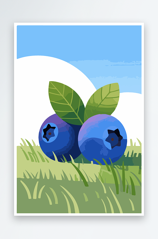 卡通蓝莓水果插画-众图网