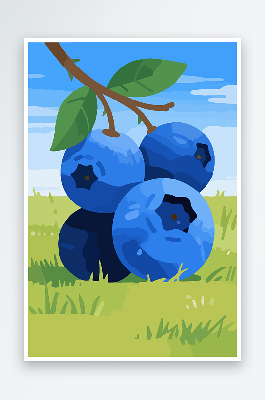 卡通蓝莓水果插画-众图网