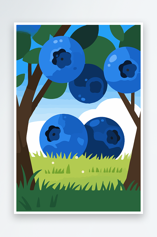 卡通蓝莓水果插画-众图网