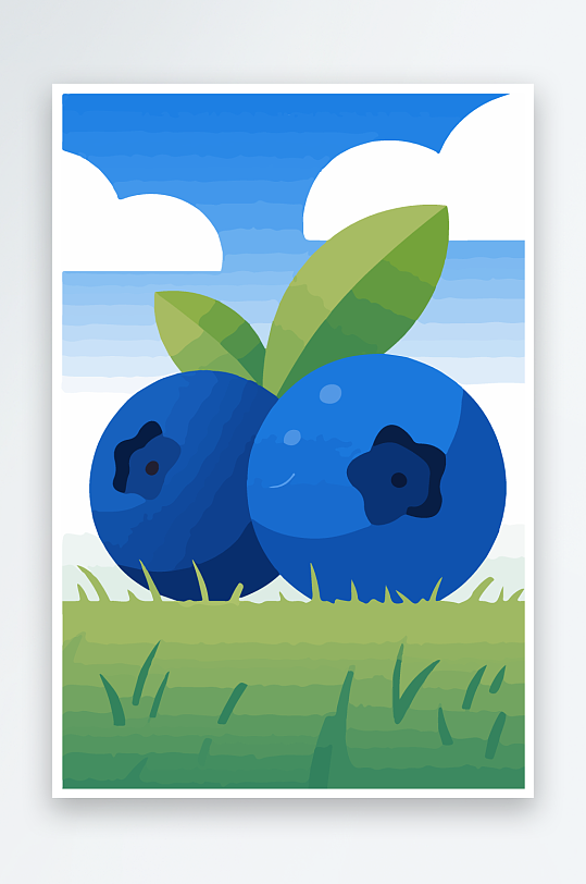 卡通蓝莓水果插画-众图网