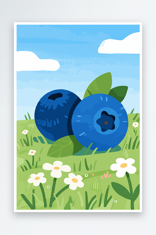 卡通蓝莓水果插画-众图网