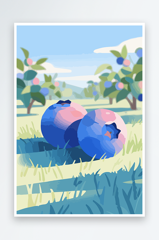 卡通蓝莓水果插画-众图网