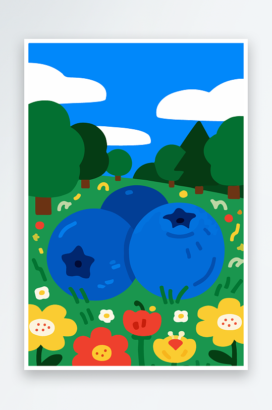 卡通蓝莓水果插画-众图网