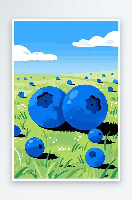 卡通蓝莓水果插画-众图网