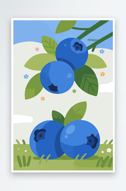 卡通蓝莓水果插画-众图网