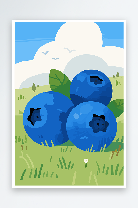 卡通蓝莓水果插画-众图网