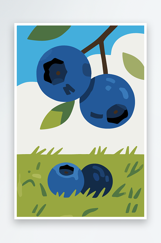 卡通蓝莓水果插画-众图网