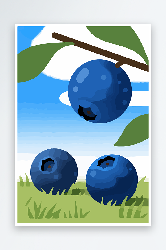 卡通蓝莓水果插画-众图网