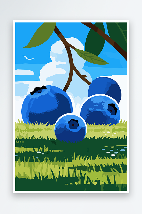 卡通蓝莓水果插画-众图网