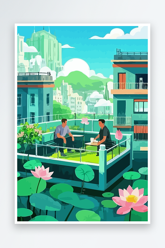 青年男人绿植插画元素-众图网