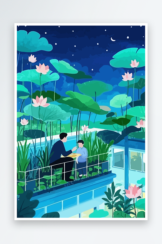 青年男人绿植插画-众图网