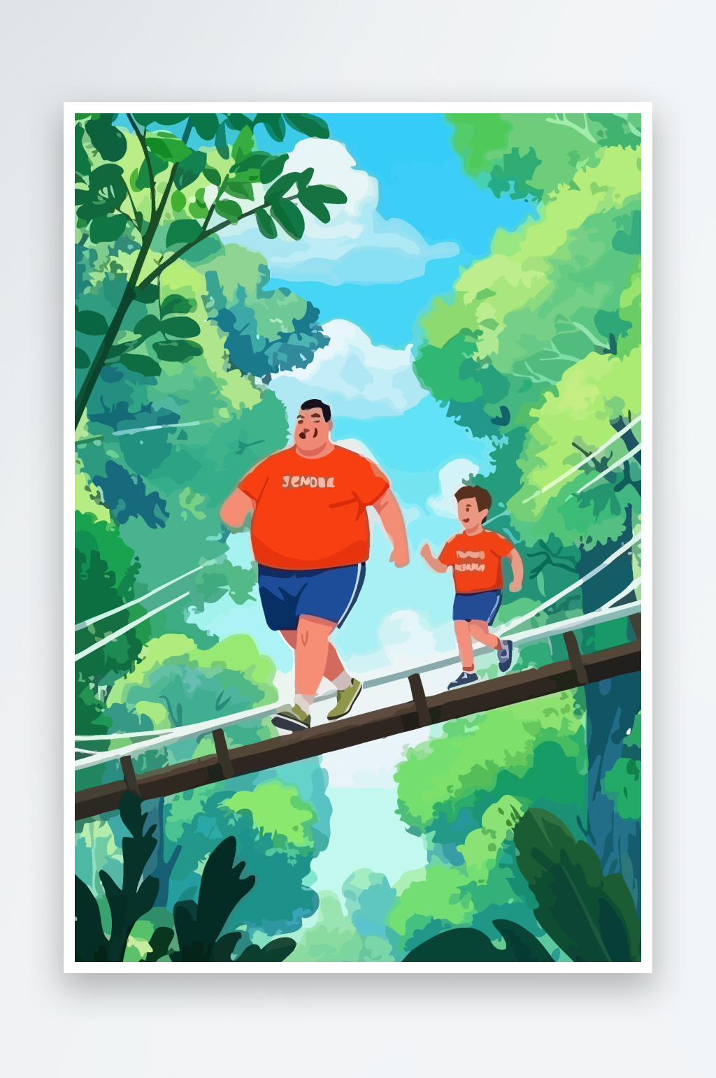 胖男人青年运动插画元素素材