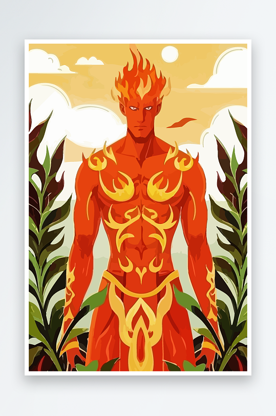 火神男人矢量插画-众图网