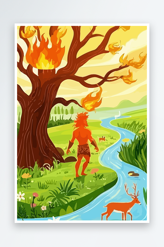 火神男人矢量插画-众图网