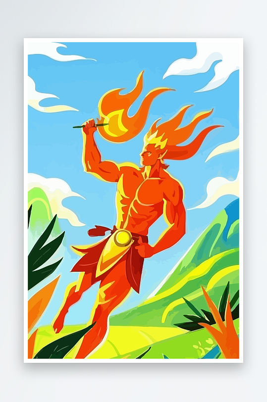 火神男人矢量插画-众图网