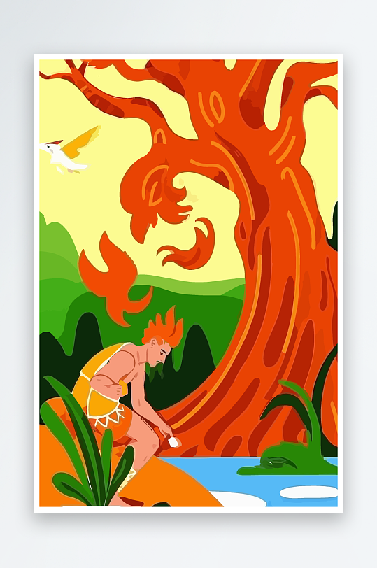 火神男人矢量插画-众图网