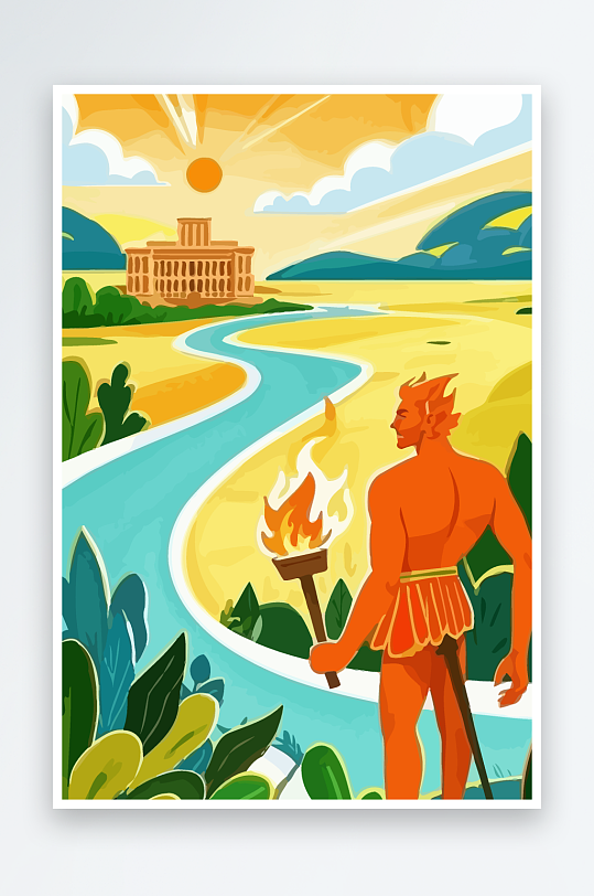 火神男人矢量插画-众图网