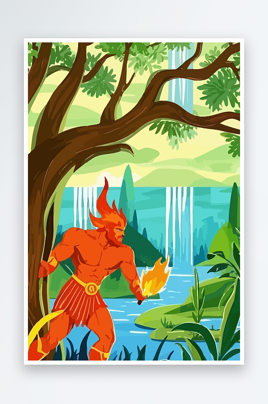 火神男人矢量插画-众图网