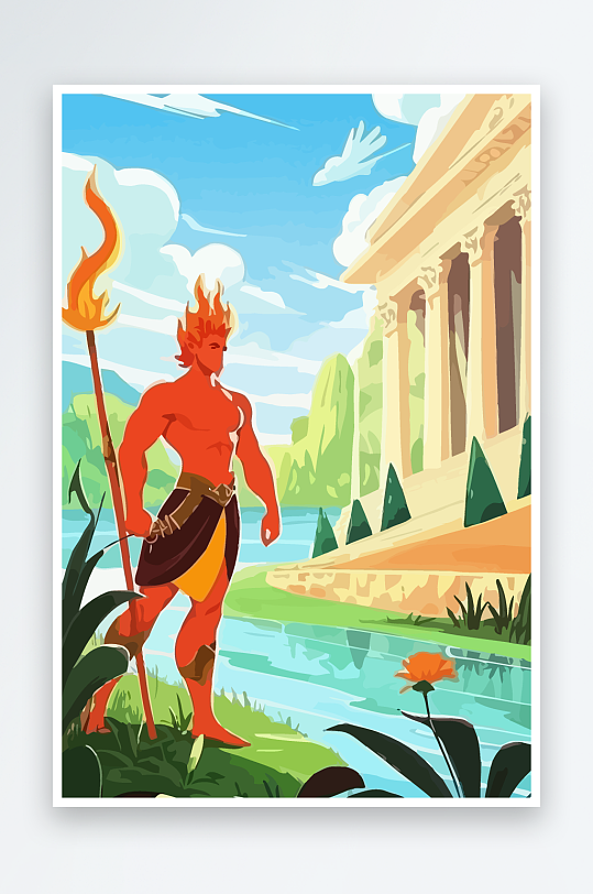 火神男人矢量插画-众图网