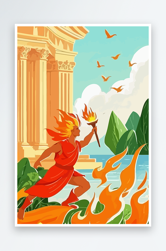 火神男人矢量插画-众图网