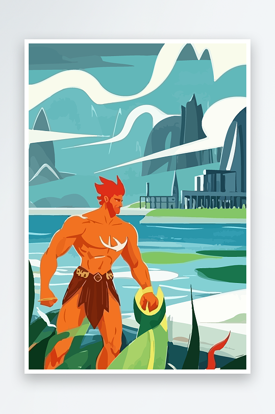 火神男人矢量插画-众图网